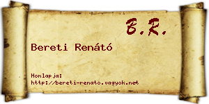 Bereti Renátó névjegykártya